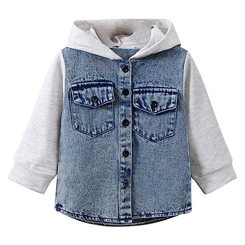 KAGAYD Toddler Baby Boy Girl Denim Jackets Button Down Jeans Jacket Top Coat Cowboy Outwear Hooded Winter Fall