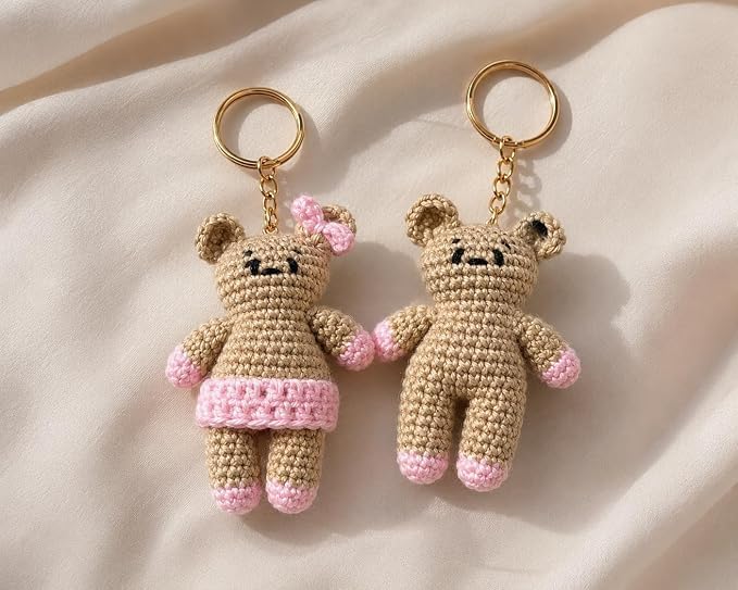 Image of Handmade Crochet Keychain Combo for Girls Women Cute Aesthetic Sunflower Strawberry Watermelon Daisy Knitted Keychain Bag Charm Purse Charm Car Key Ring Backpack Accessories Gift