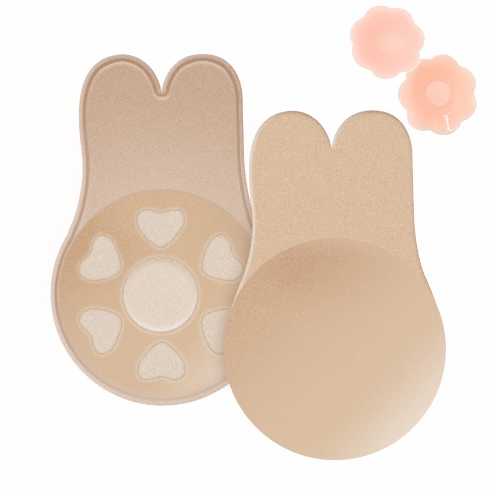 Stick On Bra, Backless Strapless Bras, Invisible Push up Bra Adhesive Bra Sticky Cups Reusable Nipple Covers for Girls Ladies