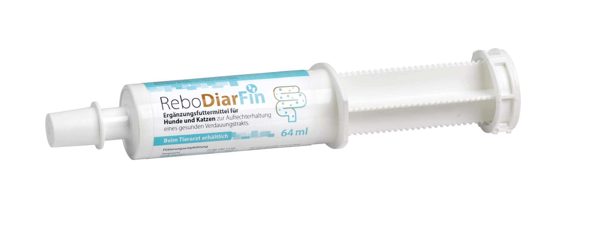 ReboDiarFin Pâte digestive pour chiens et chats 64 ml : aide en cas de troubles digestifs, avec pectine et kaolin, enrichie en peptides de glutamine, mélange de probiotiques et de prébiotiques