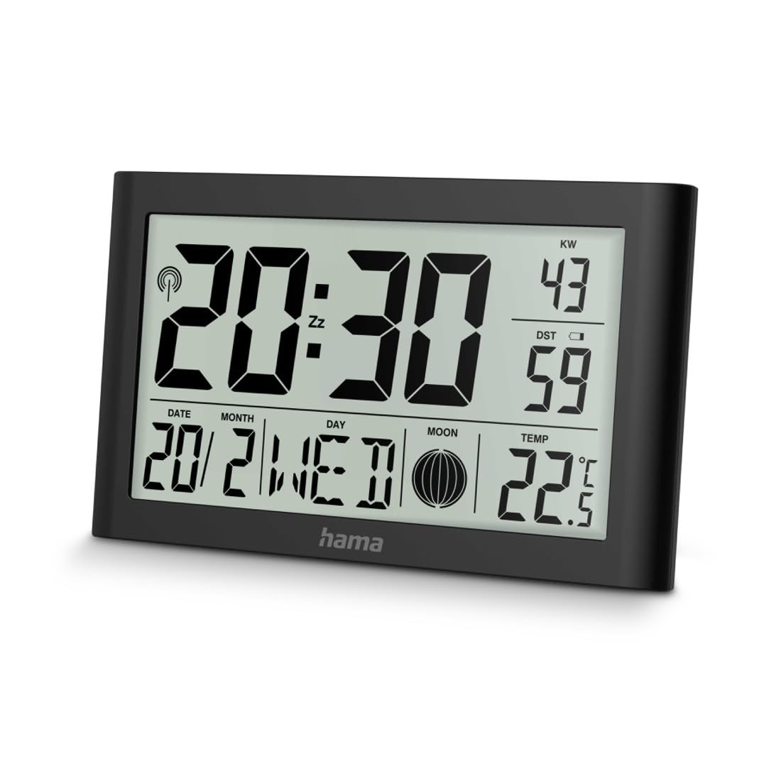 Hama "Martinique Digital Wall Clock, Radio-Controlled Clock with Thermometer, b