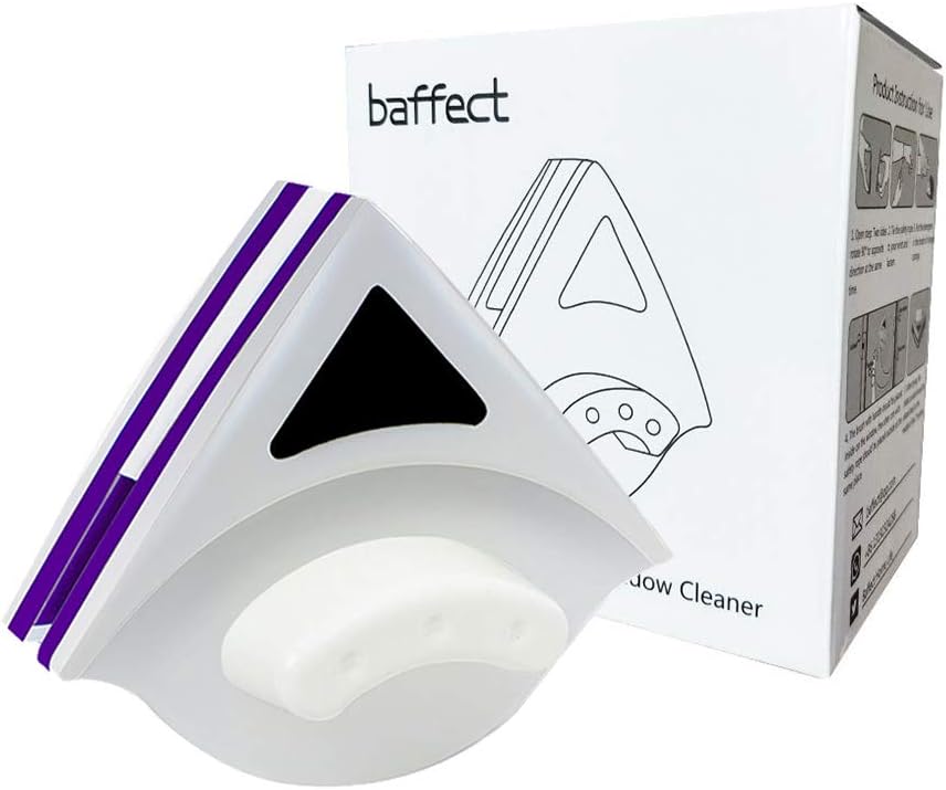Baffect Home Double Side Magnetic Window Cleaner Ultra-Strong Both Side Glass Surface Cleaning Brush Wiper Tools With Ergonomic Handle Design For High-Rise&Car Glazed Windows Thickness 18-30Mm,White