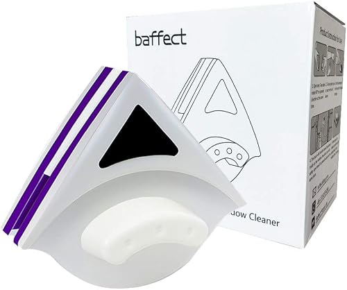 Baffect Double Side Window Magnetic Cleaner Ultra-Forte Both Glass Surface Side Cleaning Brush with Wiper Tools Ergonomic Handle Design for Windows Thickness 18-30 mm
