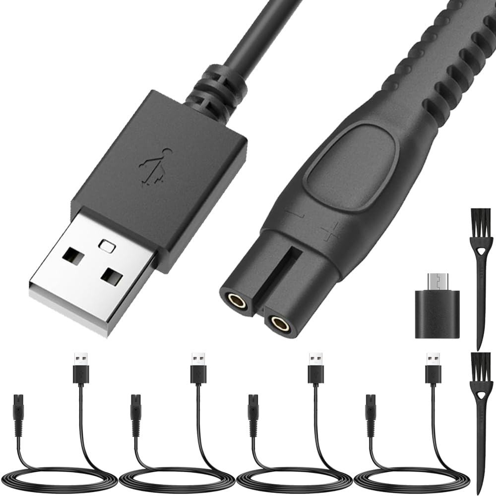 Xiatiaosann 5V Rasierer Ladegerät für Philips, USB Rasierer Ladekabel Stromkabel für Philips für Norelco OneBlade QP2724 QP2734 QP2834 QP4530 QP1924 Trimmer Rasierer (4 Stück)
