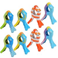8PCS Beach Towel Clips, SHAIDOJIO Multicolor Cute Fish Shape Towel Clip for Sun Loungers, Creative Non-Slip Towel Pegs for Sun Lounger, Plastic Laundry Clips for Sunbeds Pool Beach Chairs Holiday