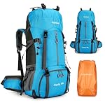 King'sGuard 60L Hiking Backpack, Waterproof Camping Backpacking Backpack for Men Outdoor Climbing Daypack (Light-Blue)