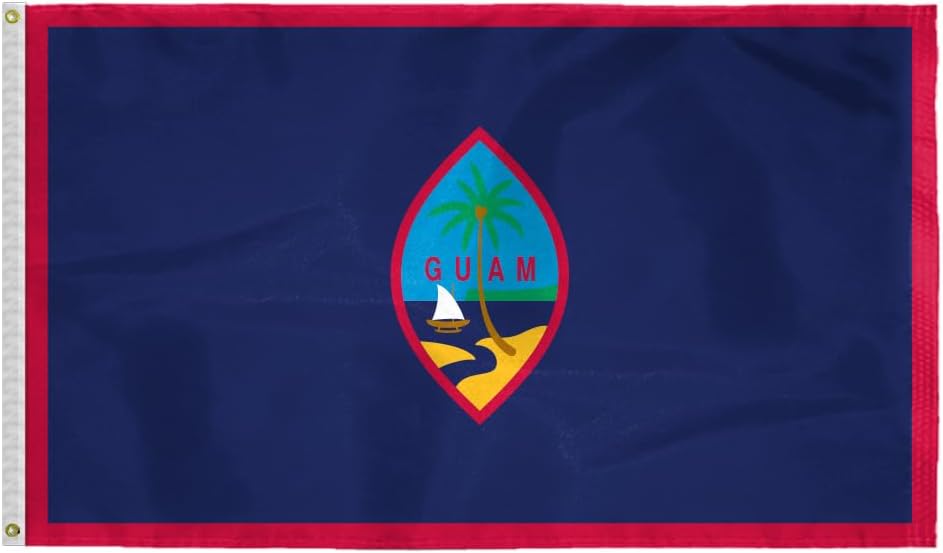 AGAS Guam Flag 2x3 ft Outdoor 200D Nylon Double Stitched Hem Rust Proof Brass Grommets Canvas Header United States Guam Pacific Island National Flag