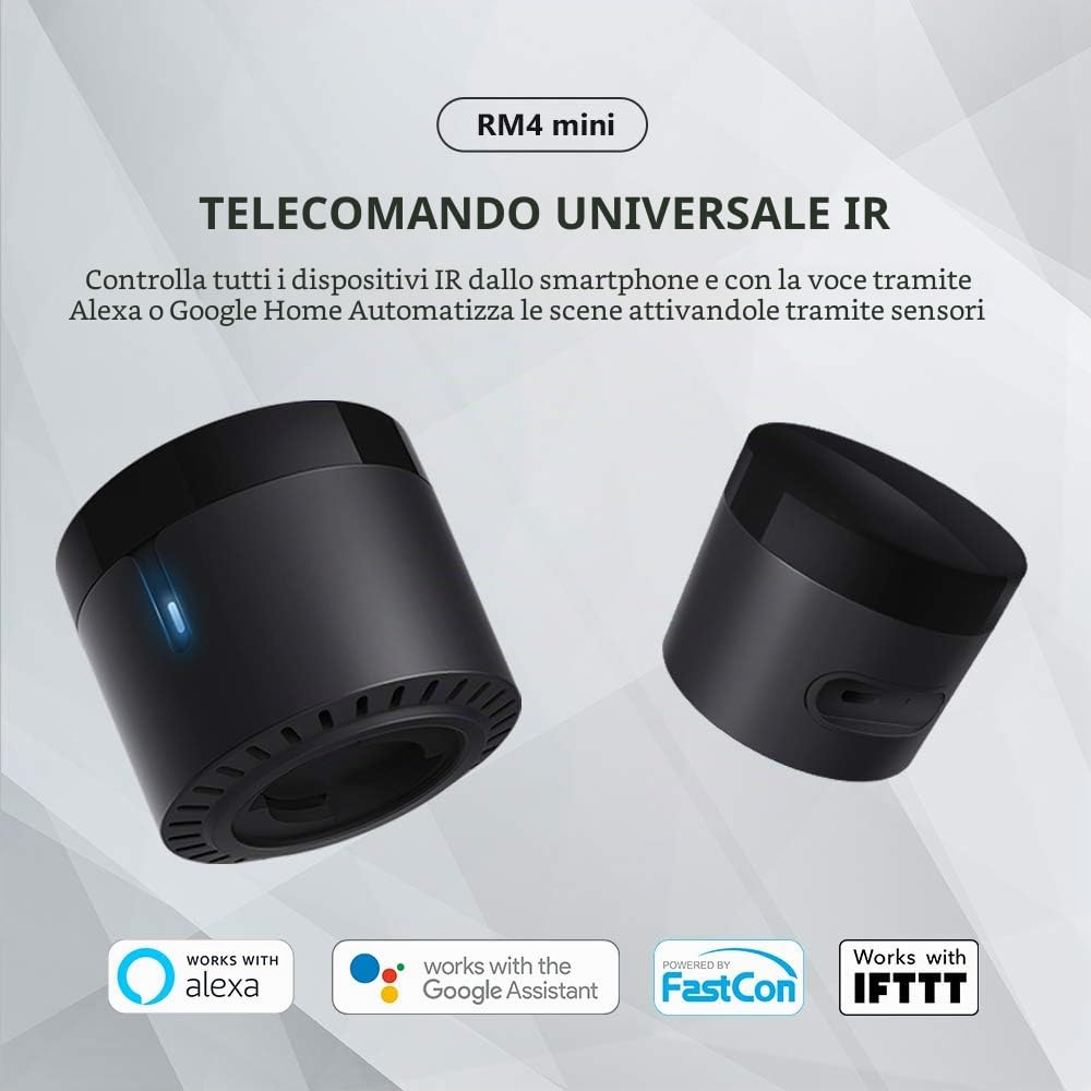 Broadlink - RM4 Mini - Telecomando universale IR audio/video, hub remoto WiFi per la casa intelligente, compatibile con Alexa (RM4 mini)