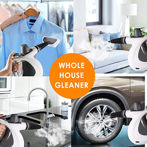 VeRosky Handheld Pressurized Steam Cleaner Best Germ Killer with 9-Piece Accessory Set Purpose and Multi-Surface All Natural, Chemical-Free Cleaning for Home, Auto, Patio, More Gary - Thumbnail 6