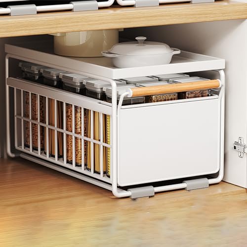 Orga para debajo del fregadero que ahorra espacio, estante para armario de cocina y baño, instalación sin taladro, solución de almacenamiento para oficina en casa, diseño resistente y elegante