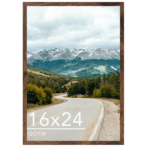 QOTIB 16x24 Picture Frame for Wall Hanging Wood 16 x 24 Frame 40x60 cm Poster Photo Frame for Wall Horizontally or Vertically Deep Brown 1 Pack