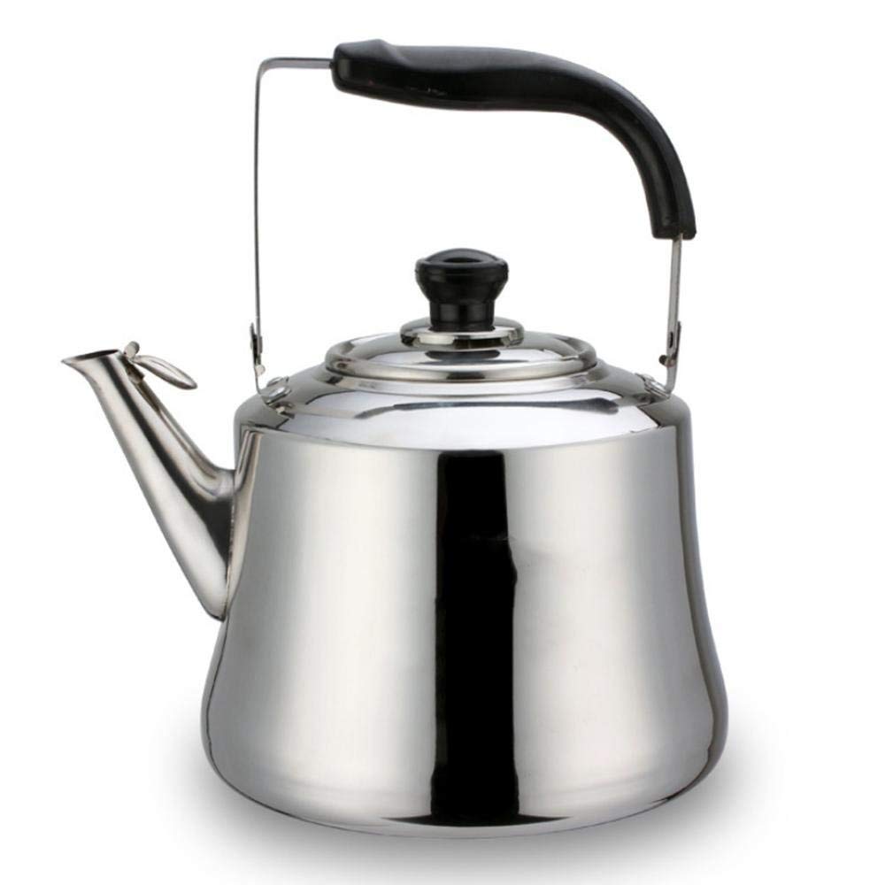 Hervidor de acero inoxidable para el hogar, cocina de inducción más gruesa, hervidor general, cocina, restaurante, silbato automático, para el hogar, oficina, al aire libre, 6 l
