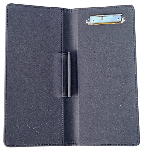 Acclaim Rigid Lawn Bowls Bowling Scorecard Holder Lightly Padded Plain Colour Sparkle Finish 23 cm x 11 cm with Spring Clip & Pen Loop (Black) - Image 3