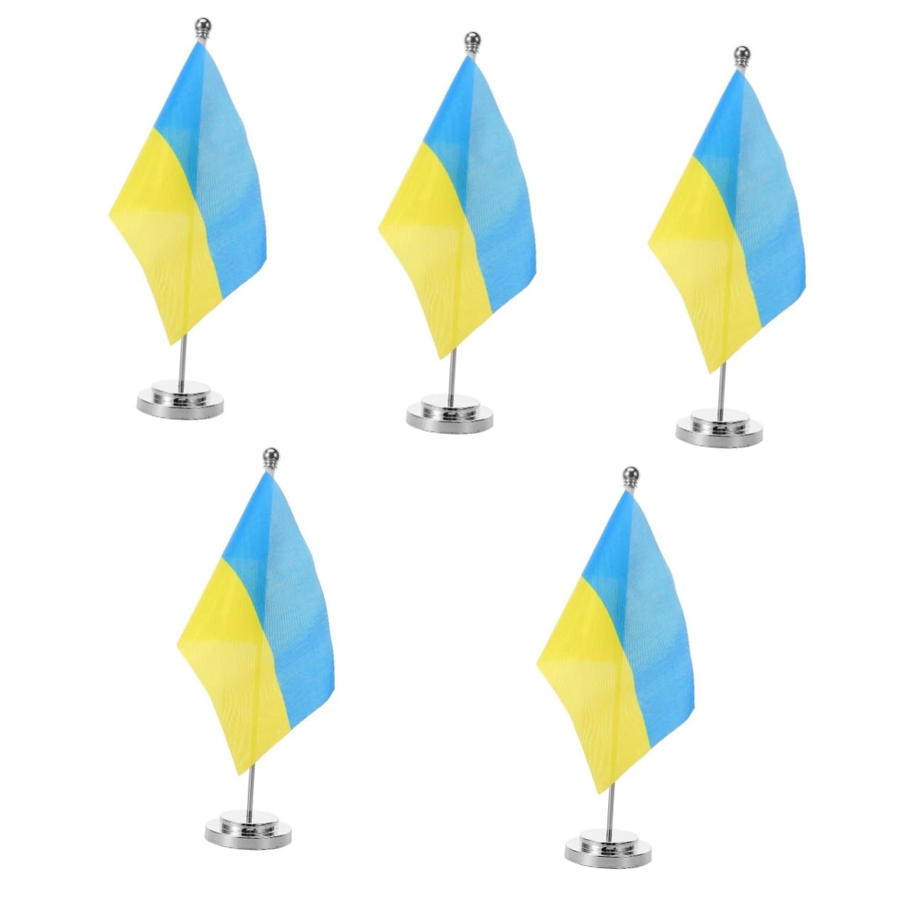 VANZACK 5 Sätze Ukrainische Tischflagge mit Metallständer Dekorative Desktop Flagge für Büro Besprechungsräume und Veranstaltungen und Farbecht Kleine Tischflaggen Dekoration