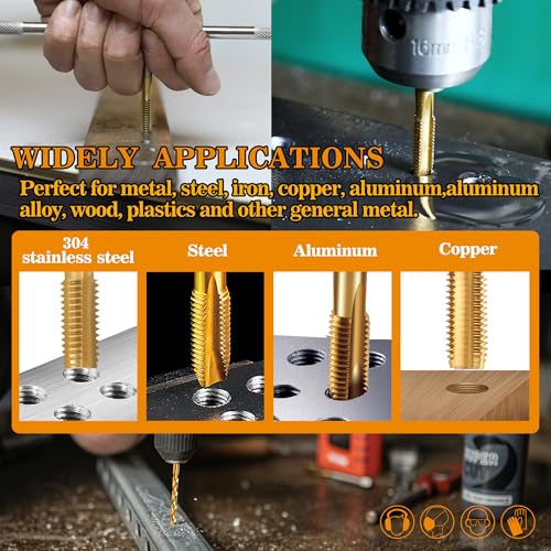Image of 1 /2 inch-28 UNEF Tap and 15 /32 inch Drill Bit Kit, M2 HSS Drill and Tap Set, Combination of Drill and Tap Kit for Metal
