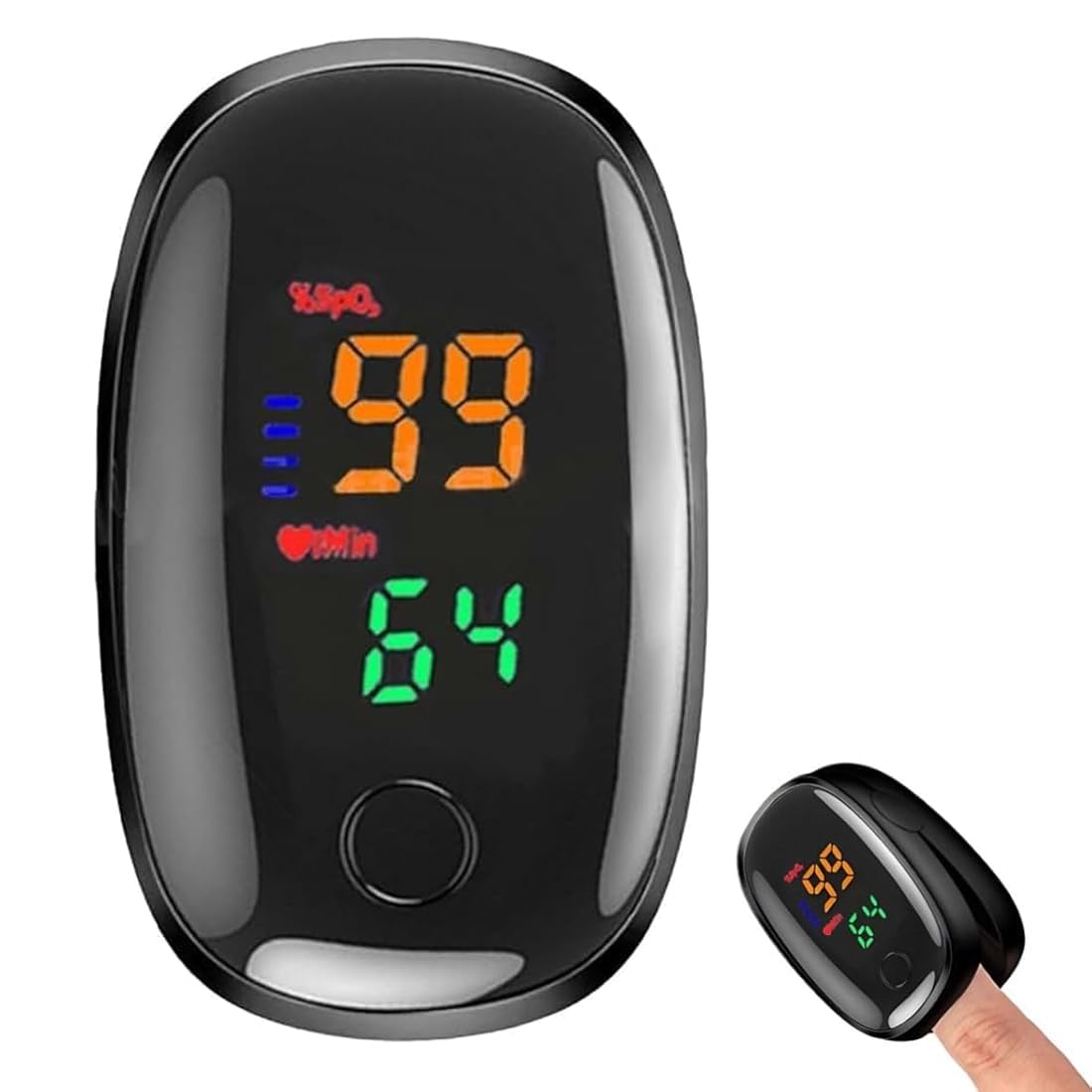 Tomedeks 1 pieza Pulsioxiometro de Dedo Profesional - Pulsometro Medidor de Oxigeno en Sangre Dedo (SpO₂) y de Frecuencia Cardiaca Pulse Oximeter de Lectura Instantanea, Pantalla Led (Negro)