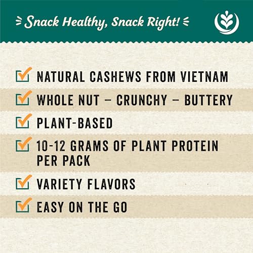 Image of IChoose Unsalted Cashews, 2oz Individual Snack Packs (20 Count Bulk) - No Salt Added Whole Roasted Cashews . Office, Family & Pantry Pack . Plant-Based Protein . Gluten Free