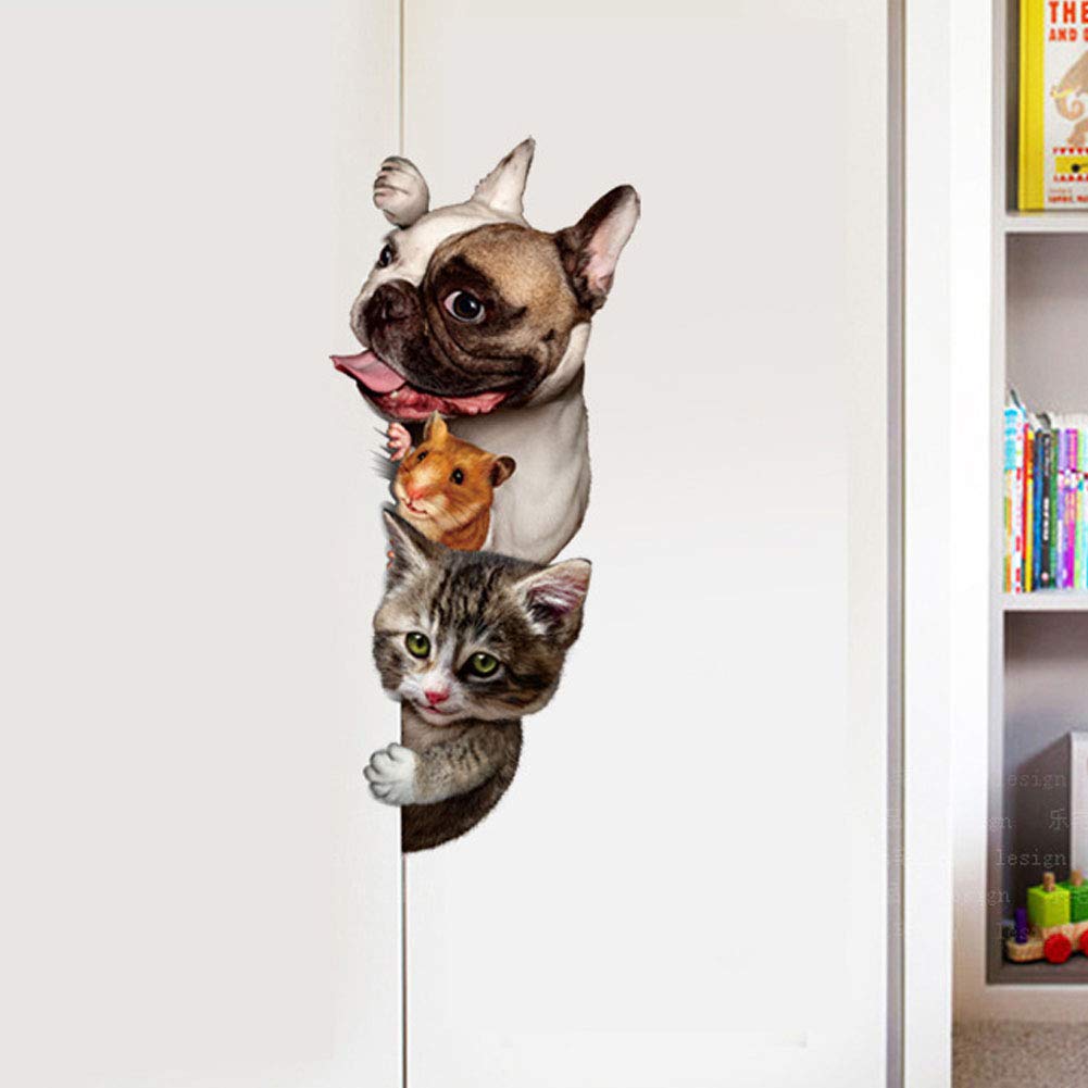 Animales de Dibujos Animados 3D Etiqueta de la Pared de ratón Gatos Perros Aves Puerta Divertidas Pegatinas Decoración de Habitaciones de los niños Decoración Vinilo Fondos