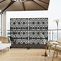 Heavy-Duty Outdoor Privacy Screen for Patio, Balcony, Backyard - 72" H * 44" W Tall Metal Room Divider with Modern Geometric Pattern, Anti-Tipping Kit, Weather Resistant, Easy Assembly