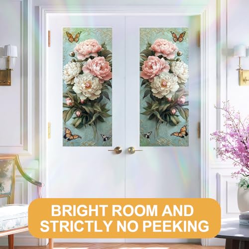 Image of Pink Peony Butterfly Window Film 17.32x39.37in Cling