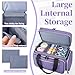 Anitor Large Sewing Supplies Organizer, Double Layer Sewing Storage Organizer with Two Detachable Dividers, Travel Sewing Bag Organizer with Shoulder Strap for Accessories, Purple, (Bag Only)