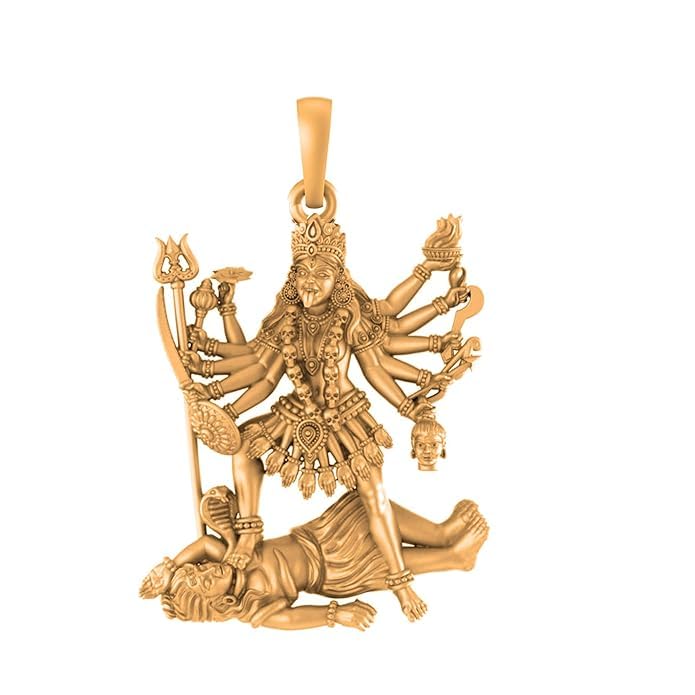 925 Sterling Silver 22k Gold Plated Goddess Kali Maa Pendant Maa Kali Locket for Men and Women