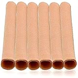 Povihome 6 Pack Toe Tubes Protectors Cushion Toe Fabric Sleeve with Gel Lined Pads for Bunion Pain,Blister,Corn Finger Toe Sleeve (M Size)