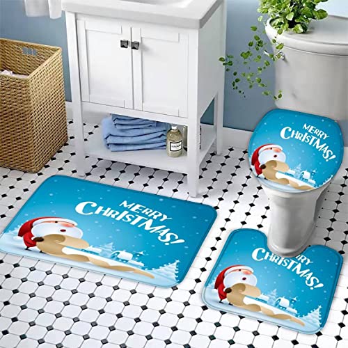 Badematten Set 3D 40x60 Weihnachtskarikatur absorbierend 3-teiliges Badezimmerteppich-Set maschinenwaschbare weich… – Bild 4