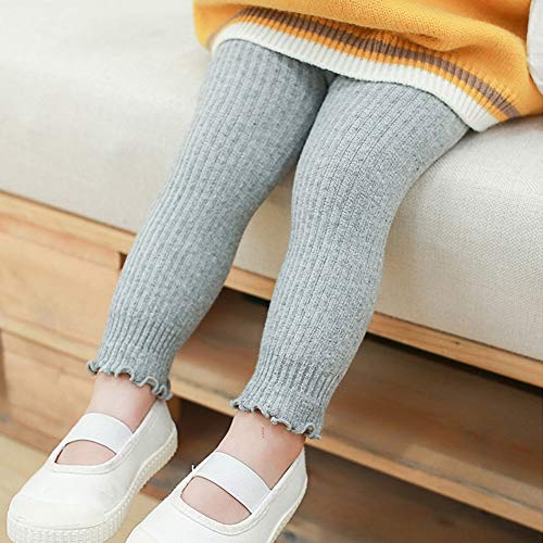 Looching 4 Pack Baby Toddler Kids Girls Footless Tights Cotton Leggings Cable Ribbed Knit Ruffle Stocking Pant2