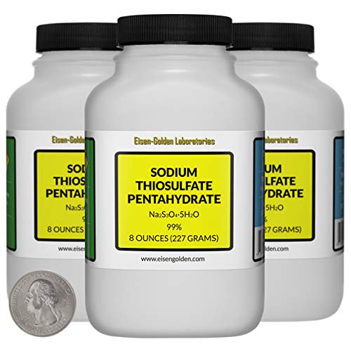 Sodium Thiosulfate Pentahydrate [Na2S3O4.5H2O] 99% AR Grade Powder 1.5 Lb in Three Bottles USA
