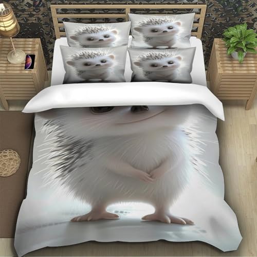 Housse de couette hérisson 3D ultra douce avec fermeture éclair pour simplifier le change du lit