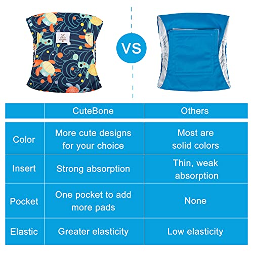 Image of CuteBone Dog Diapers Male Washable Belly Band for Male Dogs Wraps 3pcs a Pack DM28S