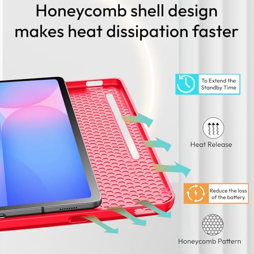 Image of Robustrion Cover for Samsung Galaxy Tab S10 Lite 10.9 inch / Tab S9 FE /Tab S10 FE /Tab S9 11 inch with [S Pen Holder], Flip Case for Samsung Tab S10 Lite /S10 /S9 FE Tablet Cover [Auto Sleep Wake] - Red