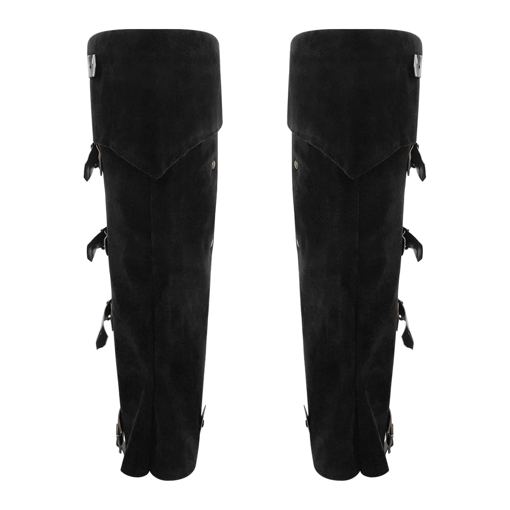 Medieval Pirate Boot Covers Viking Knight Leg Guard Gaiter Faux Leather Boot Tops Leg Warmer Wraps for Men Women Warrior Cosplay Halloween Pirate Renaissance Costume Accessories - Image 3