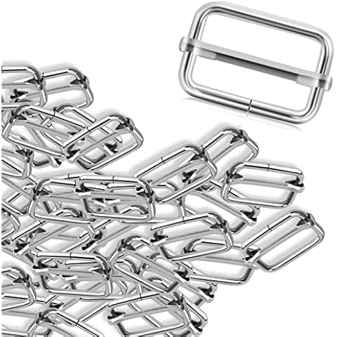 ERKOON 30pcs 25mm Silver Slider Buckle, Metal Dungaree Buckles Metal Adjustable Slide Buckle for Bag, Buckle, Straps, Belt, Backpack DIY Accessories Silver Cover