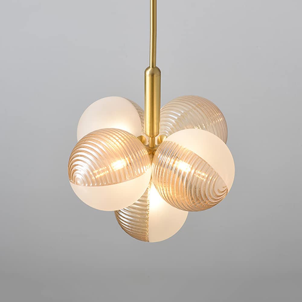 Lámpara de techo de 5 Luces, semiempotrada, Estilo rústico, con Globo de Cristal, iluminación LED G9 para Porche, comedor, dormitorio y Sala de estar. Fabricada en China.