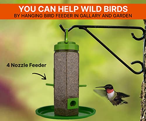 Image of Boltz Bird Feeder, 4 Feed Nozzle, Outdoor Hanging Bird Seed Feeder, Capacity Upto 1 Kg, Bird Feeder for Balcony, Ideal for All Kind and Stages Birds-(Green, Single Pack)