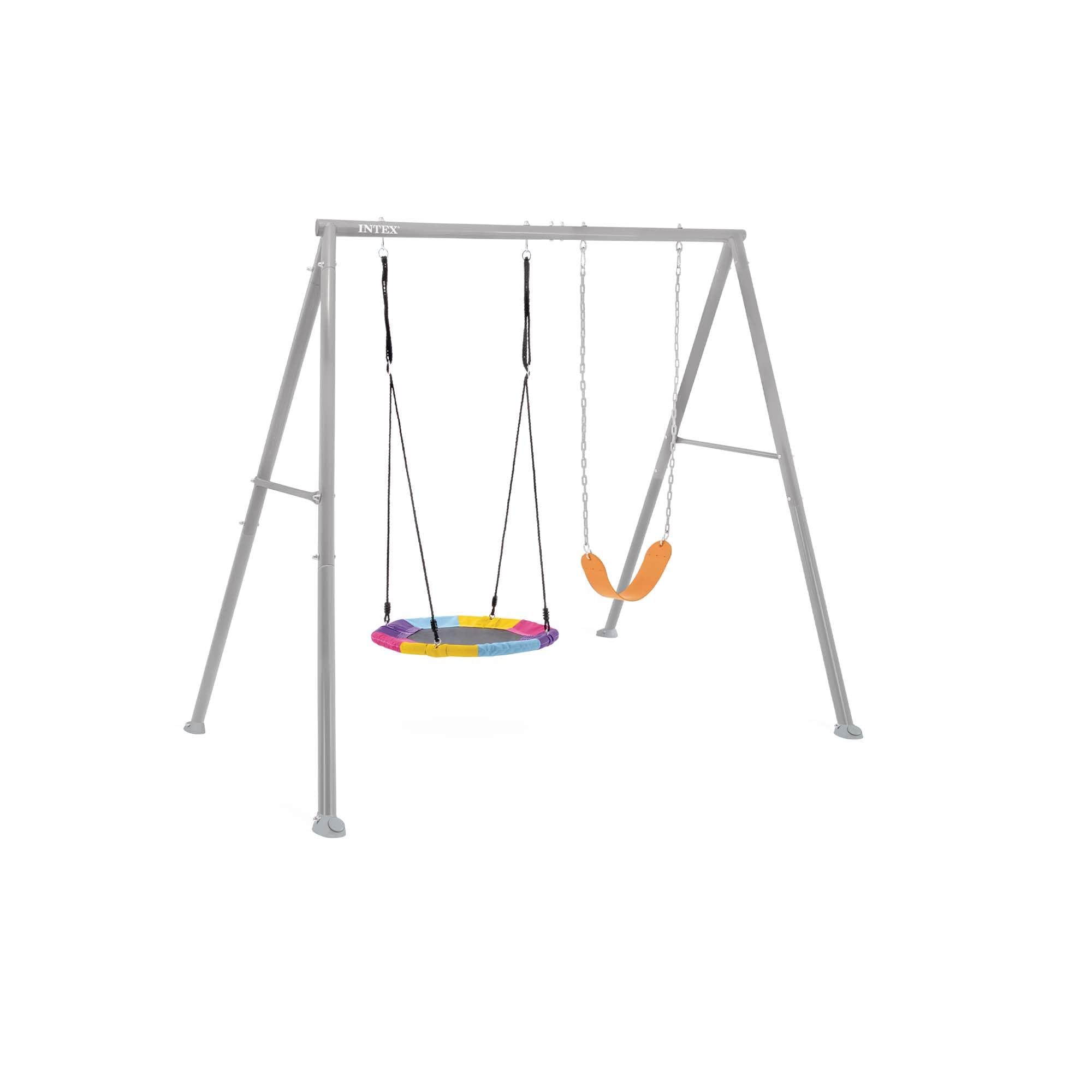 Intex 44126 Balançoire pour Enfant avec siège et balançoire nid d'oiseau, Acier, Gris, 254 x 235 x 200 cm
