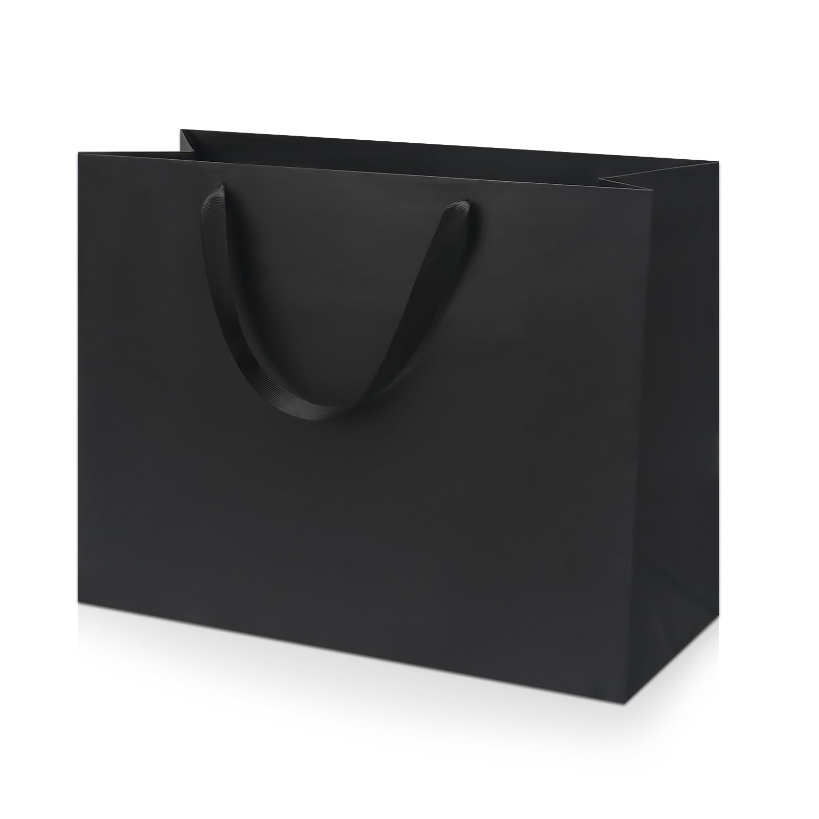 FISHLONO Black Gift Bags With Handles, 16x6x12 Inches Extra Large Gift Bags Bulk, Black Kraft Paper Bags for Wedding Shopping Party Birthday Business