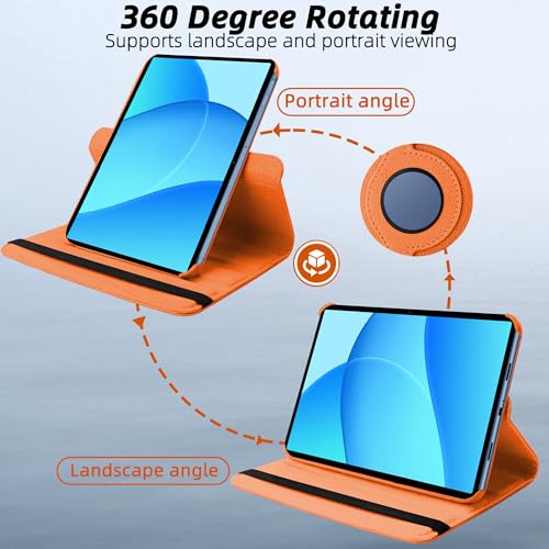 Image of TGK 360 Rotatable Smart Flip Cover for OnePlus Pad Lite 11 inch Tablet Case, Oppo Pad SE 11 inch (Orange)