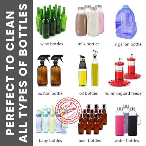 Image of ALOUD CREATIONS 4Pc Combo of Bottle Cleaning Brush | Long Handle Silicone Bottle Cleaner Brush for Washing Water Bottle, Baby Bottle, Containers, Vase & Glass | Bottle Mug Cleaning Brush | Pack of 4