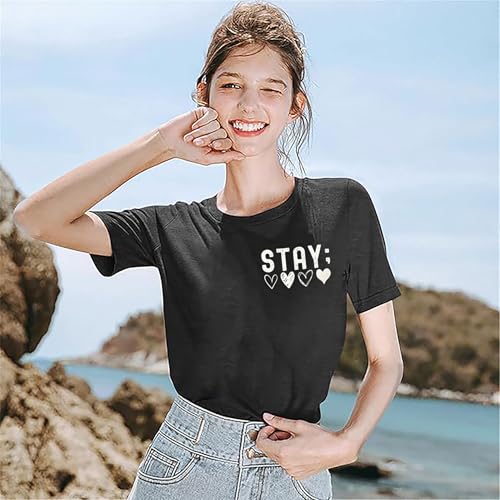Suicide Awareness for Women: Stay Tomorrow Needs You 988 Suicide Prevention Shirt Mental Health Short Sleeve Tee Top2