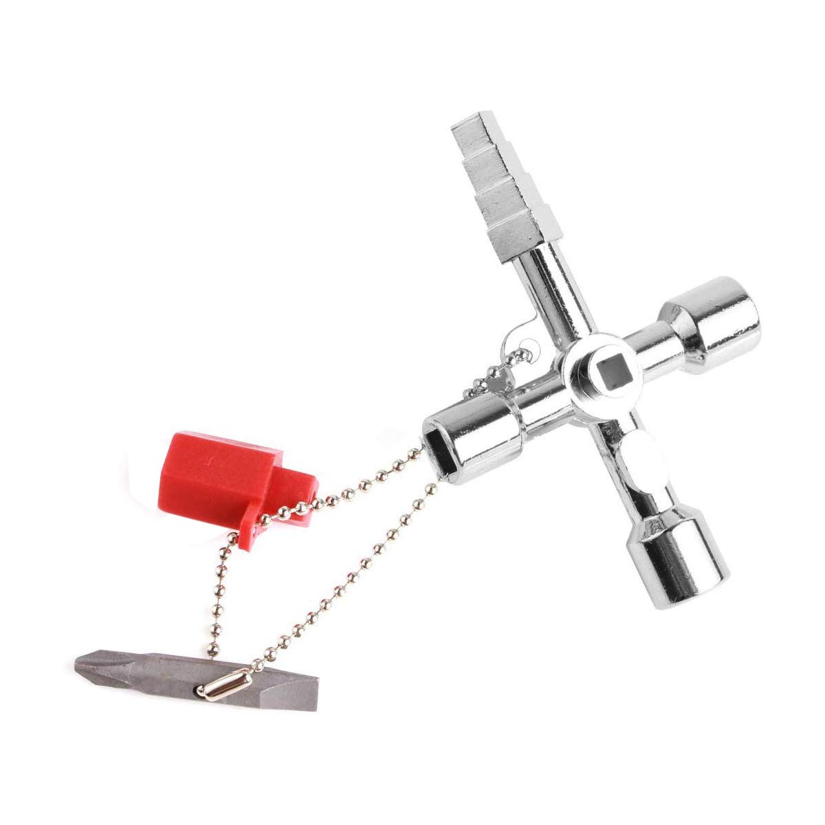 NGe 4 Way Universal Wrench, Multi-Functional Plumbers Key, Stainless Steel, Silver, Tool, Wrench