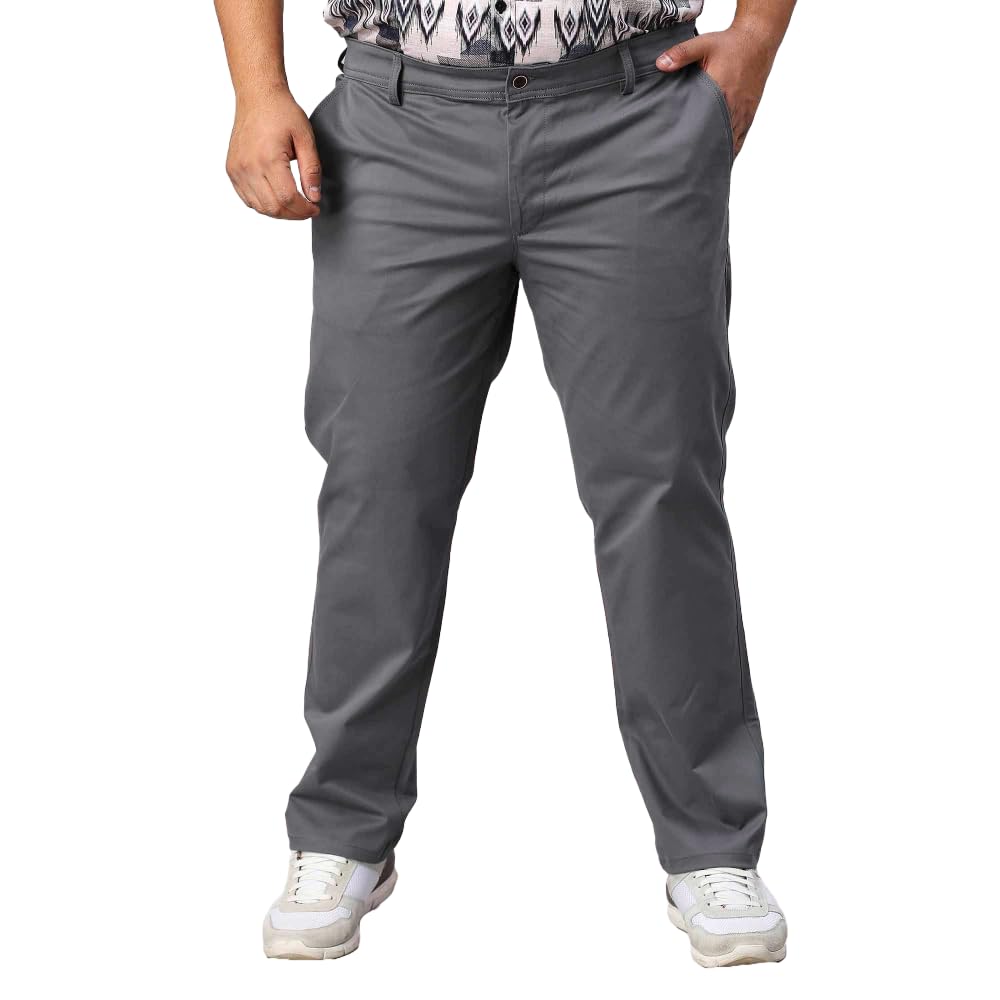 guniaa Men’s Solid Cotton Stretchable Trousers | Plus Size & Regular Fit | Twill Lycra Pants for Casual, Formal & Semi-Formal Wear-picture-31