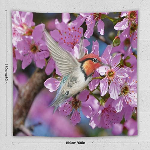 Rimego Hummingbird And Flowers Tapestry Uv Reactive Tapestries Colorful Petal Wall Hanging Aesthetic Tapestry For Dorm Bedroom Living Room, Easy To Hang (60"X60") #TOP1