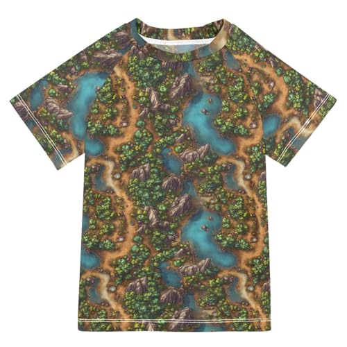 Rash Guard Bathing Suit Girls Short Sleeve Girls Swimsuit with Rashguard 4T Game Map