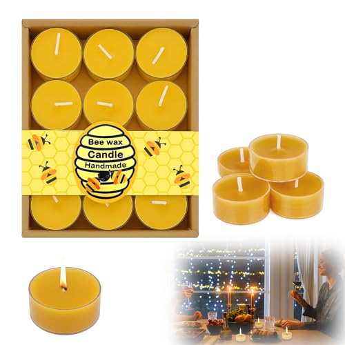 12 PCS Beeswax Candles UK Handmade Wax Beeswax Tealight Cand
