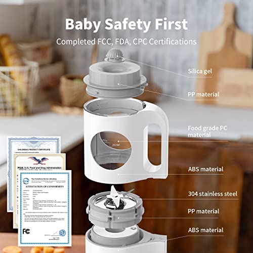 Kwasyo Baby Food Maker, 12 In 1 True One-Step Baby Food Processor Steamer Blender Grinder Puree Machine, 24H Appointment | 6H Keep Warm #TOP6