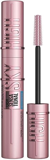 Maybelline New York Waterproof Mascara, Lengthening & Volumizing Mascara, With Bamboo Extract & Fibres, Lash Sensational Sky High, Very Black, 6ml