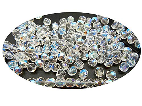 4Mm, 600 Pcs, Crystal Ab, Czech Fire Polished Round Faceted Glass Beads #TOP15